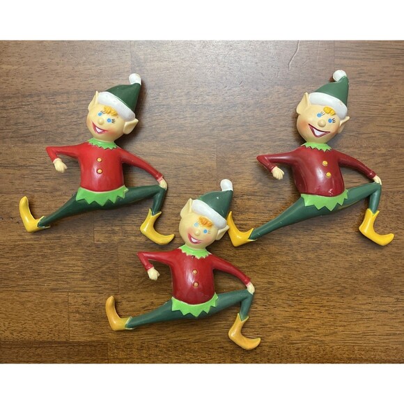 Lot of 3 Vintage Sun Hill Industries 1981 Christmas Elf / Pixie Shelf Decoration - Picture 3 of 9